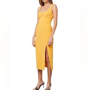 Bec + Bridge Elle Bonded crepe sleeveless midi dress with scoop neck & side slit